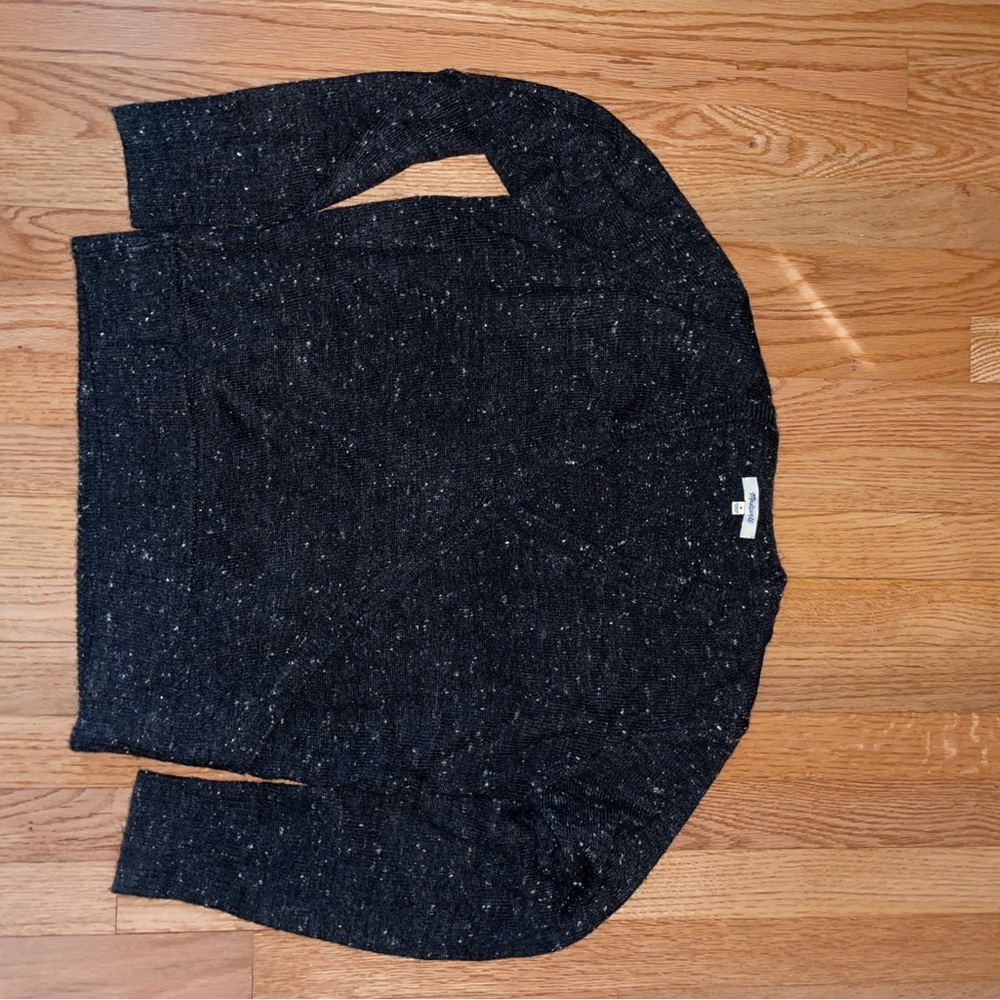 Madewell Black Speckled V-Neck Sweater